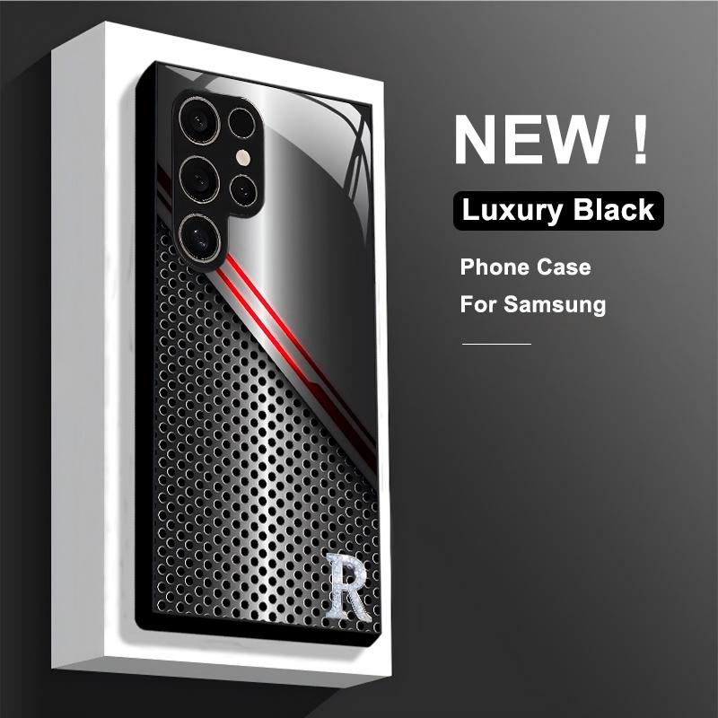 Sleek Black Silver Sports phone case s26 ultra case glass mobile phones for Samsung Galaxy S26 S25 S24 S23 S22FE Ultra Plus