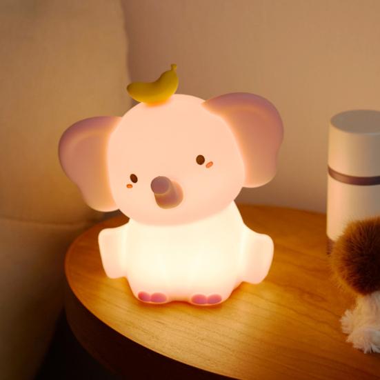 Elefant Nachtlicht Silikon BPA-frei Dimmbar Touch-Steuerung Nachtlampe 2-stufig dimmbar Wiederaufladbar Auto-Off-Timer Nachtlampe Kinderzimmerdeko