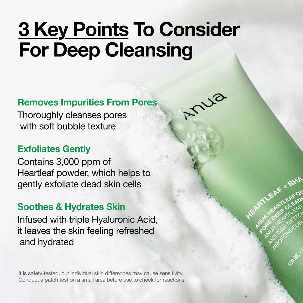 ANUA Heartleaf Deep Cleansing Foam 150ml Face Pore Makeup Suitable for and Combination Skin Korean Cosmetics Authentic - Wash, Cleansing, Remover,