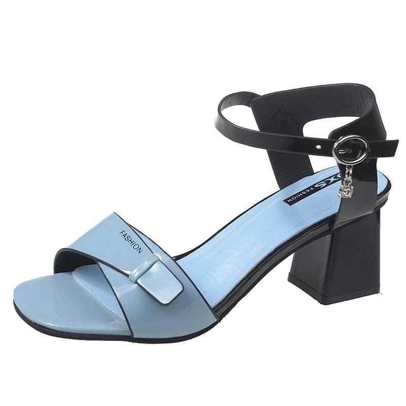 Una parola con il colore del tacco medio abbinato Ai sandali con tacco medio  studente Stile fatato femminile Primavera ed estate 2021 Nuove scarpe  coreane con tacco spesso acquista in modo economico —
