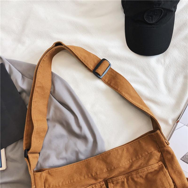 Vintage Messenger Bag Large Capacity Canvas Shoulder Bag Multi Pocket Messenger Bags Suitable for Daily Use Shopping Weekend Outings