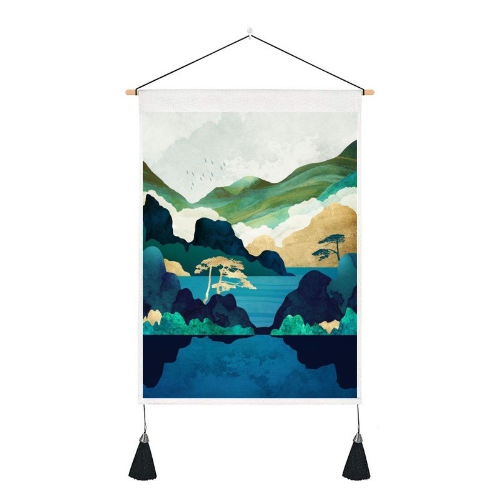With Tassel Sunrise Landscape Tapestry Hanging Wall Poster  Home Decor