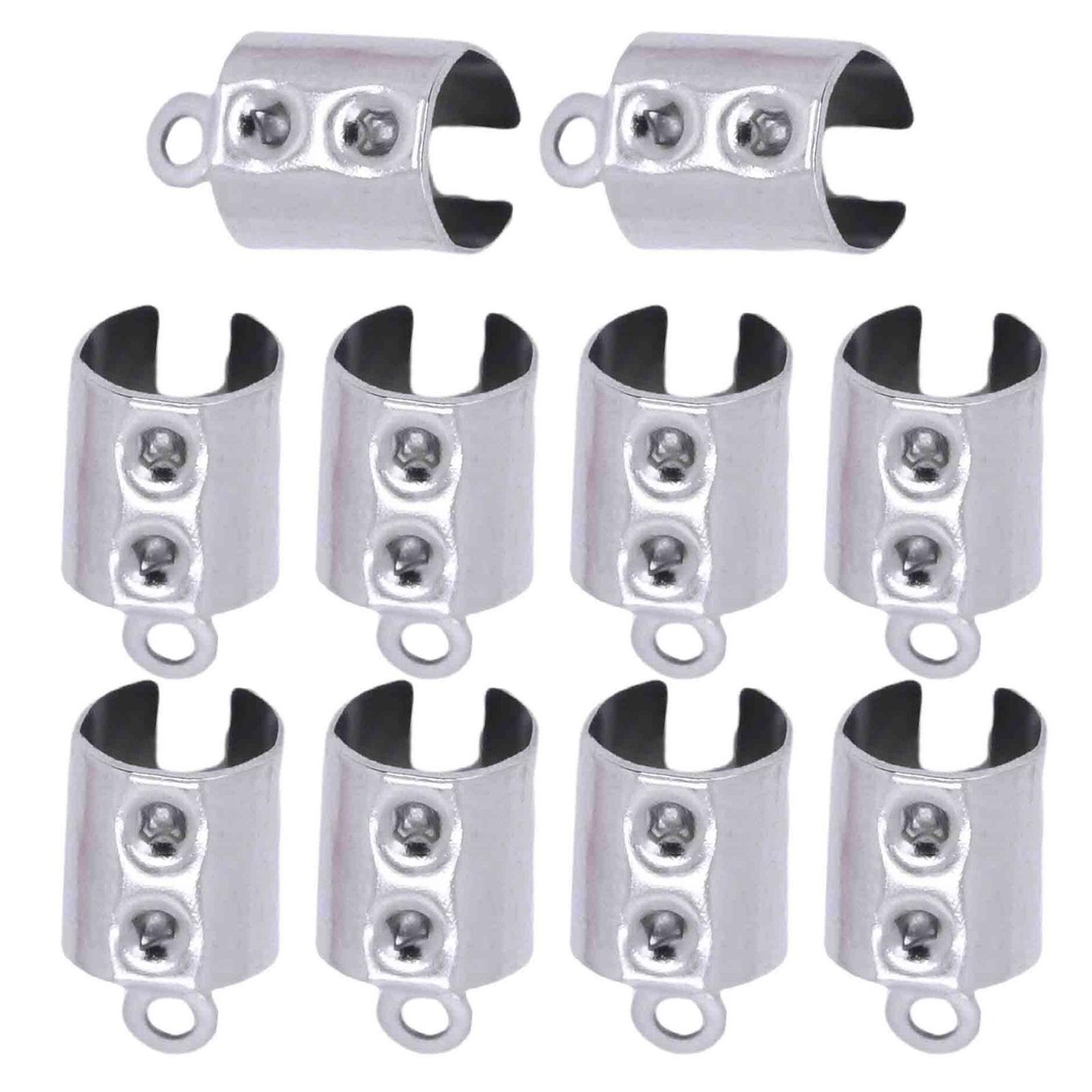 

Зажимы для шнура из нержавеющей стали для изготовления ювелирных изделий, регулируемые наконечники для кожаного шнура, обжимные бусины, концы-заглушки, застежки-соединители 6