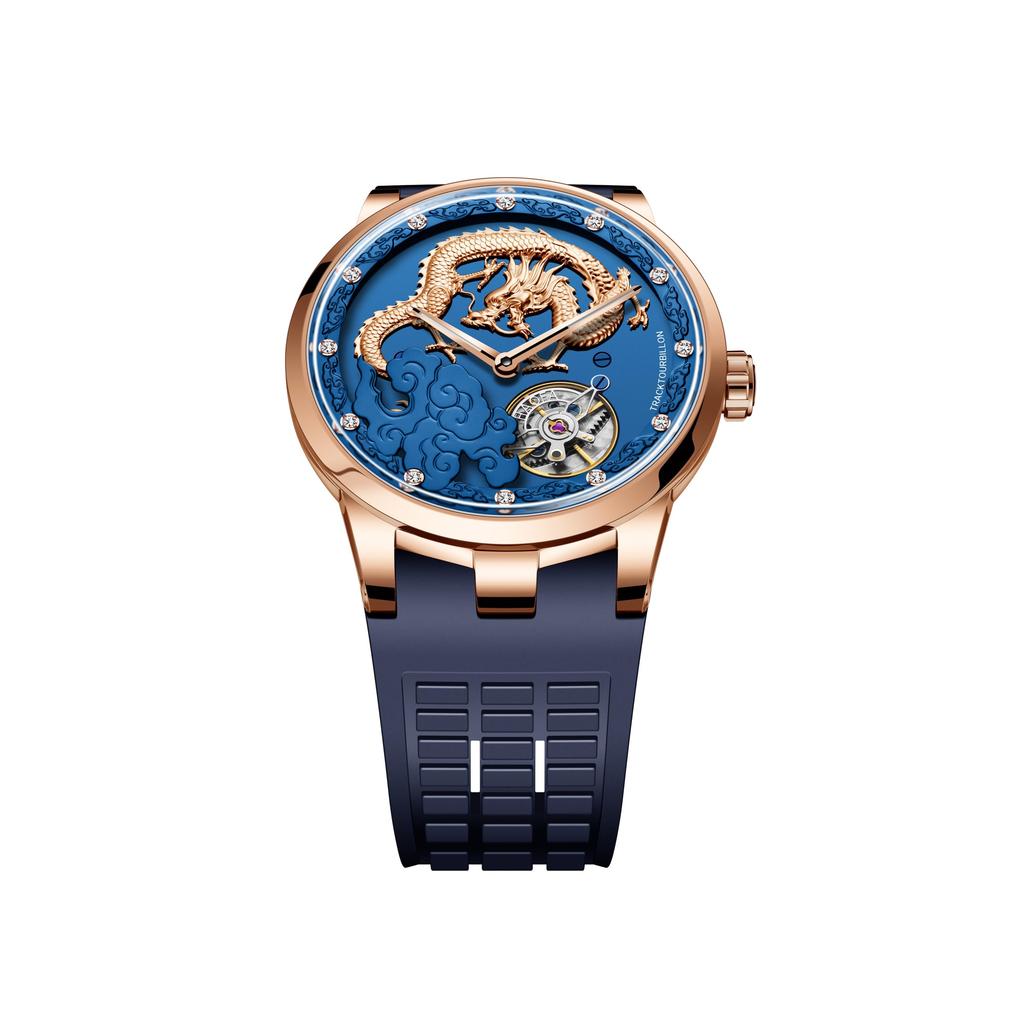 HAOFA Watch Carcel Watch Mechanical Manual Winding 3D Dial Golden Dragon Diamond Watch Waterproof Rubber Strap Luxury Gentleman Gift for Men Men's