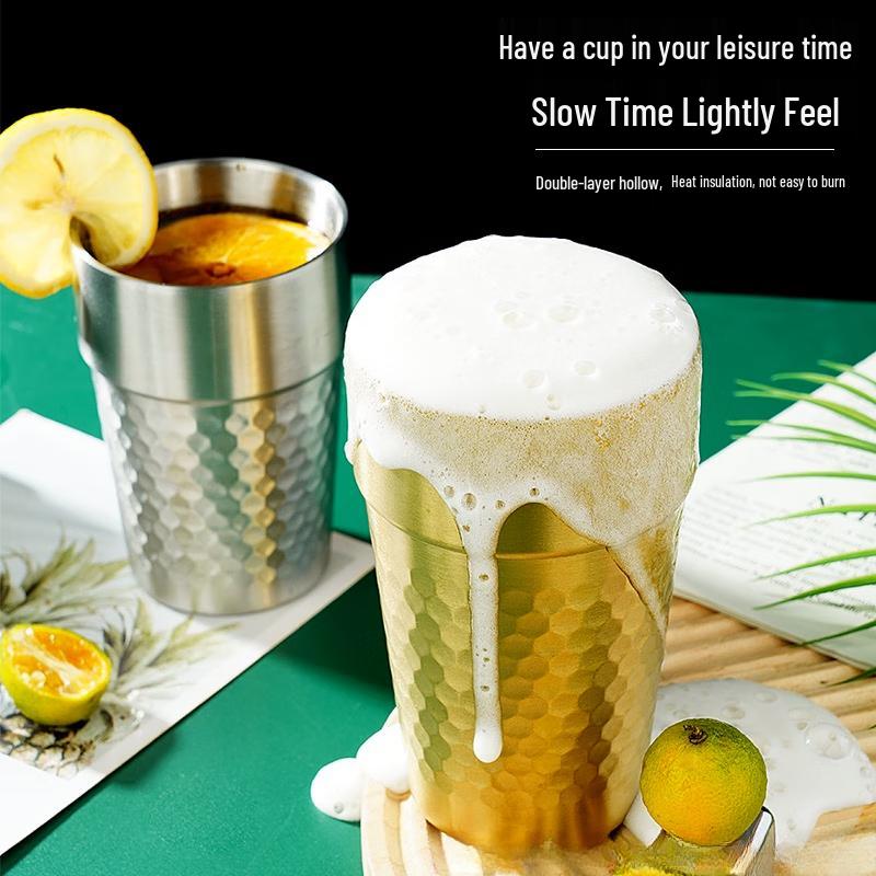 Chaxun Hammered Stainless Steel Double-Layer Stepped Tea Cup