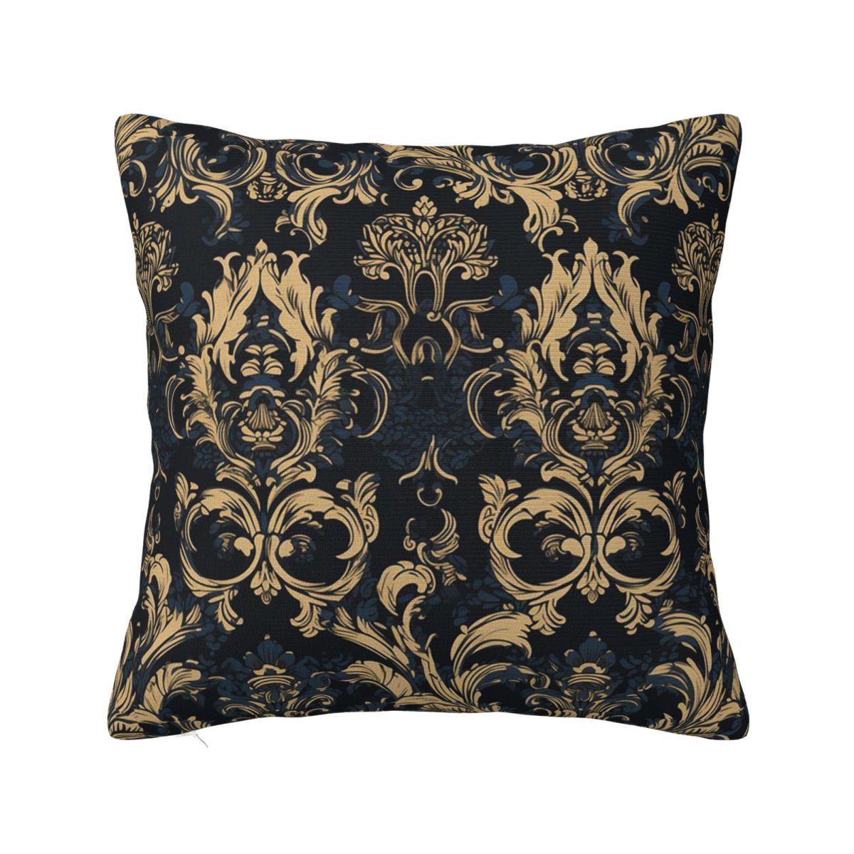 

Luxury Golden European Floral Baroque Victorian Art 3 Square Pillowcase Cushion Cover Pillow Case Throw Pillow Cover for Home 12x12Inch