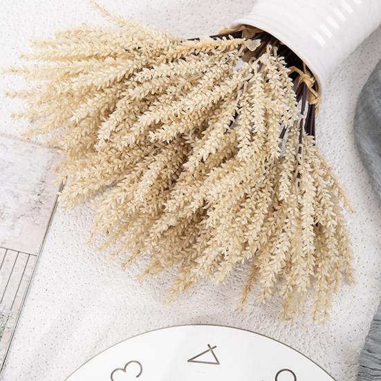 2 Pcs Artificial Wheat Stalks Faux Corn Stalks Bouquet Fake Wheat Ear Blossoms for Home Kitchen Office Flower Arrangement Wedding