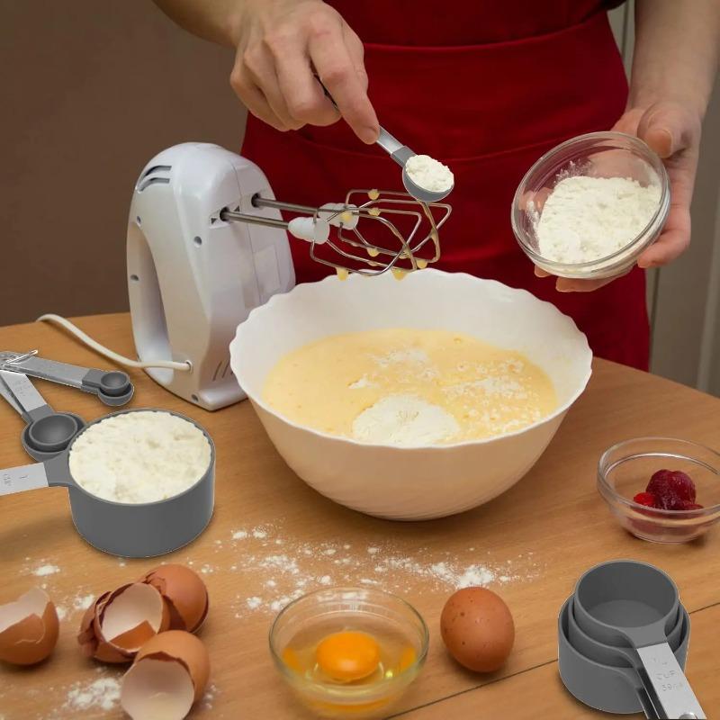 10pcs Measuring Cups & Spoons Set, Stackable Cups and Spoons, Nesting Measure Cups with Stainless Steel Handle, Kitchen Gadgets