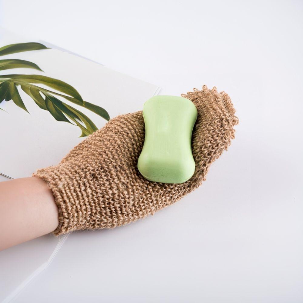 With Gloves Back Shower Strap Rustic Style Bath Towel Durable Jute Back Scrubber Set Body Cleaning