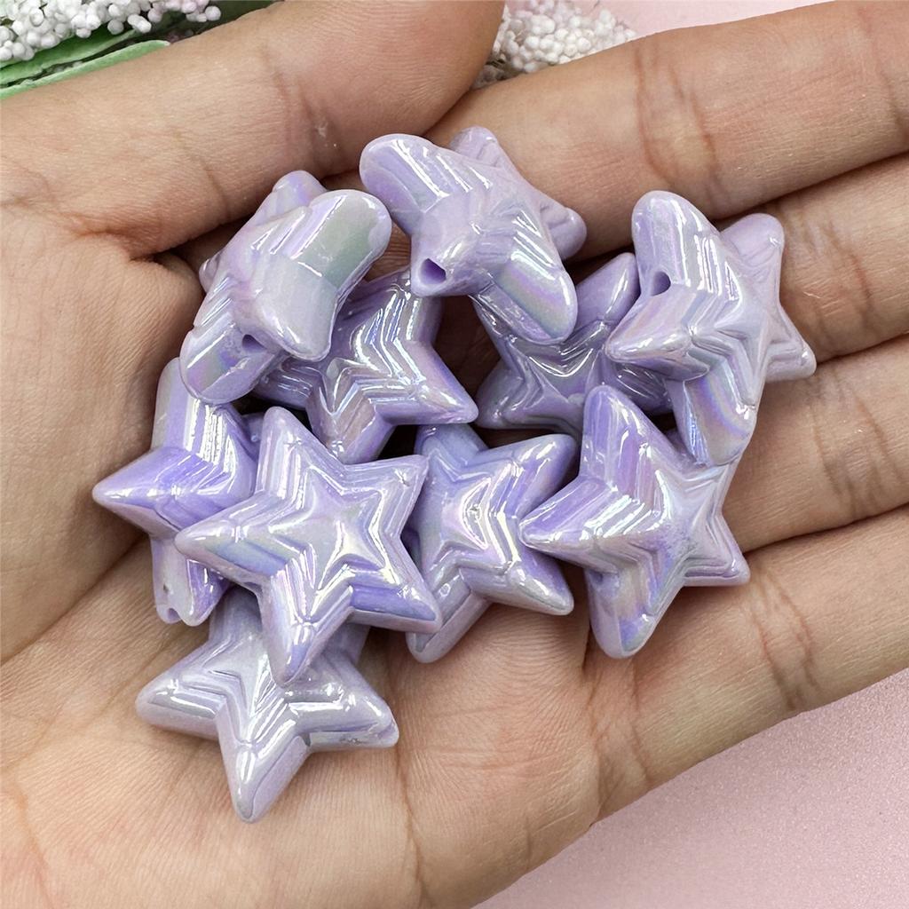 10Pcs 22.8mm Loose bead Handmade material DIY Jewelry Making Acrylic Colorful pentagram  Delicate Jewelry