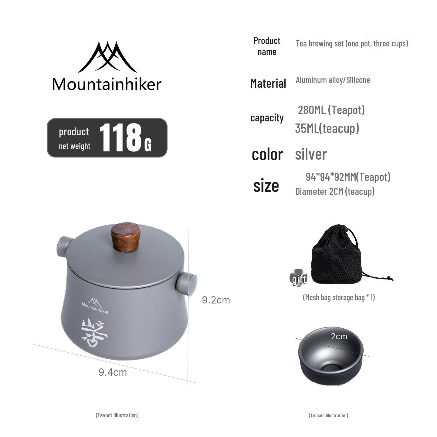 Large Capacity Portable Camping Tea Set with Kettle and Cup