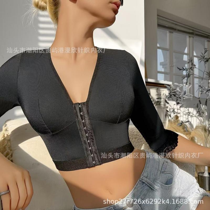 

Поддерживающий топ для собирания груди Тонкие поддерживающие рукава для предотвращения обвисания и сутулости Регулируемые формообразующие плечевые накладки Нижнее белье для женщин S чёрный