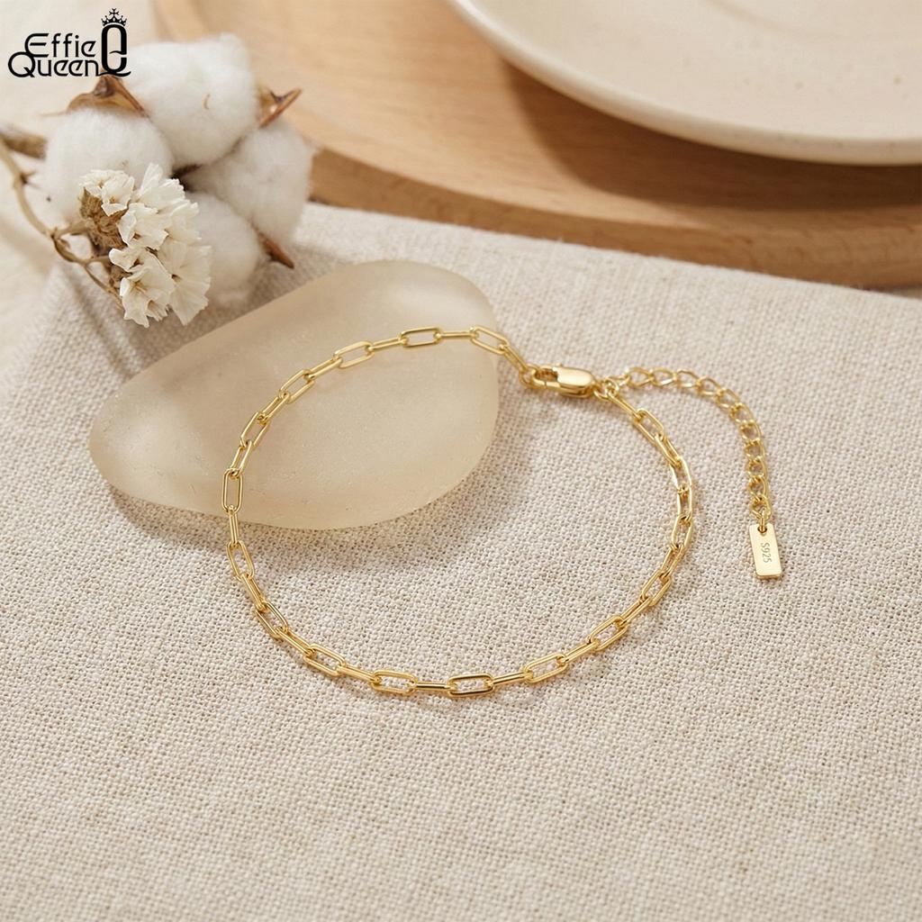 Effie Queen Simple Paperclip Chain Anklets For Women Adjustable Ankle Bracelet Fashion Foot Chain Summer Beach Jewelry Gift SA22