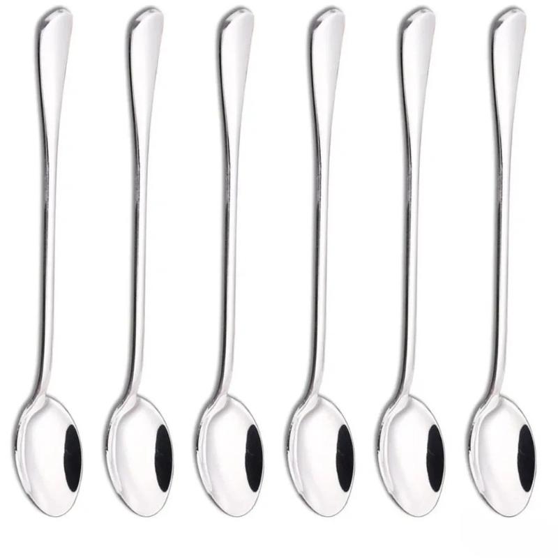 

6Pcs Stainless Steel Coffee Spoon Long Handle Ice Cream Dessert Tea Spoon For Picnic Drinkware Tableware Kitchen Set Supply