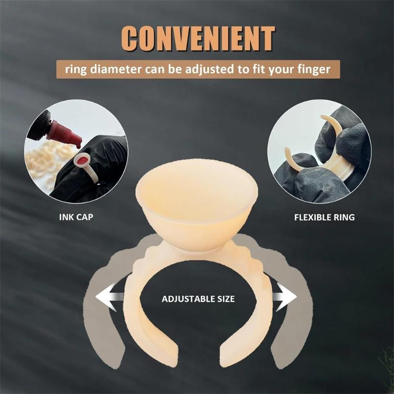 100Pcs Disposable Ring Tattoo Ink Cups Soft Silicone Pigment Container Portable Microblading Permanent Tattoo Pigments Accessory