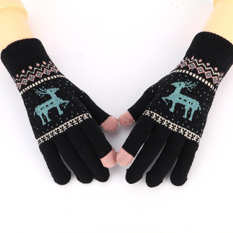 Winter new plush gloves cycling knitted gloves autumn and winter girls cute cold touch screen student warm gloves