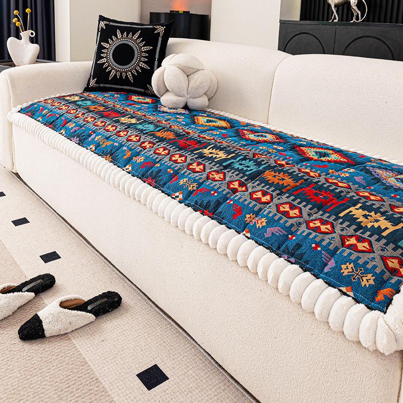Bohemian Style Sofa Cover Cloth Thickened Anti Slip Sofa Cushion Warm And Comfortable One-Piece Laying For Autumn And Winter