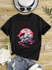 Girls Short Sleeve TShirt Tokyo Japan Graphic Print Black Casual Top Summer Tee with Mount Fuji Sakura Design Summer Round Neck