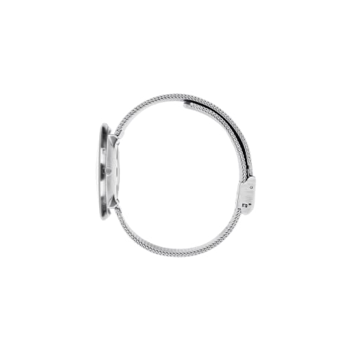 ARNE JACOBSEN BANKERS 53102-2008 40mm Watch, Scandinavian Design, Water Resistant (Quiet Design with No Second Hand), White with Silver Mesh Strap