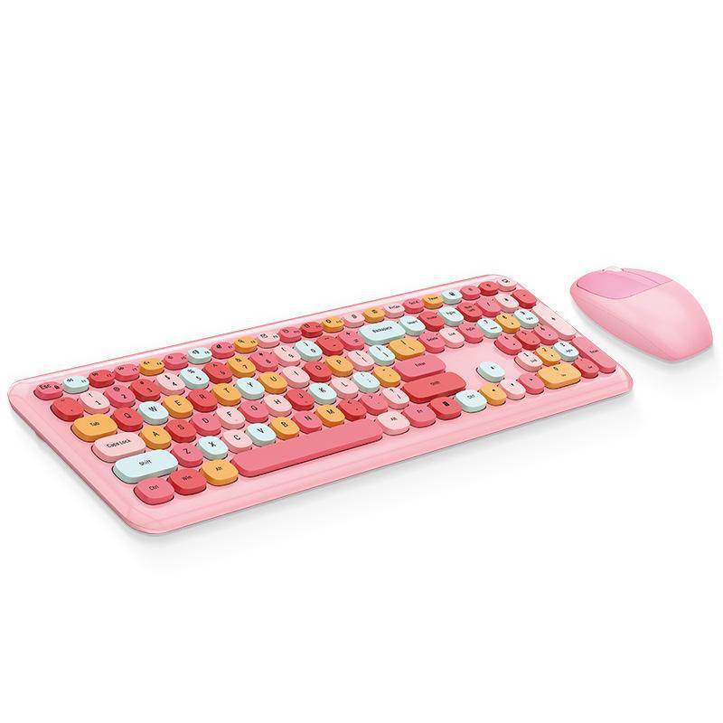 MOFII Sky Hand Pink Multi-Color 2.4G Silent Wireless Keyboard & Mouse Set for Office