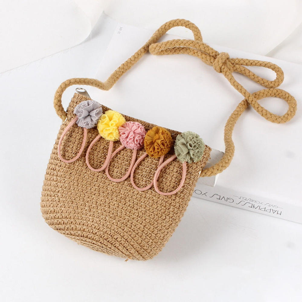 Handmade Straw Bag Women Woven Beach Crossbody Bag Ladies Shoulder Rattan Handmade Knitted Candy Color Small Handbag