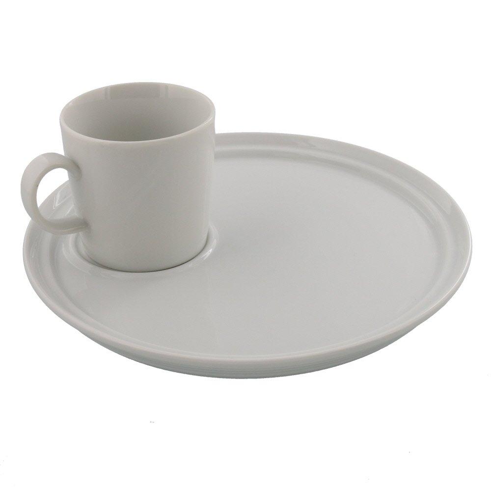 

East Cafe Lunch 25cm Plate Cafe Divided Plate Plate Set, + Mug, White, Tableware, (25cm + Mug) белый
