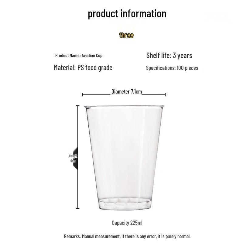 Fangcaodi Disposable Hard Plastic Cups 225ml (100-Pack)