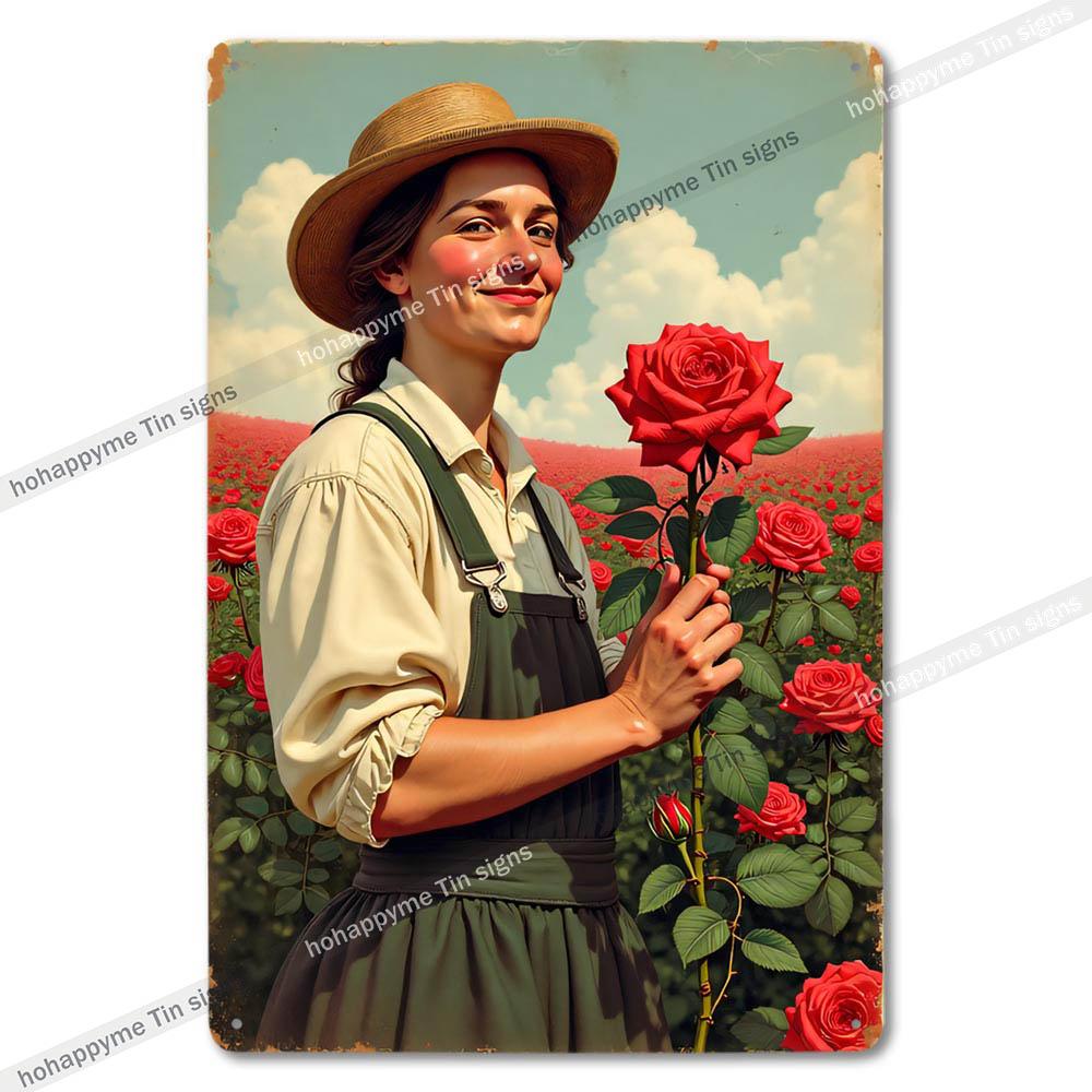 Retro Blumen Metallblechschilder Heimdekoration Wandkunst Garten Bauernhaus Landhausküche Badezimmer Wohnzimmer
