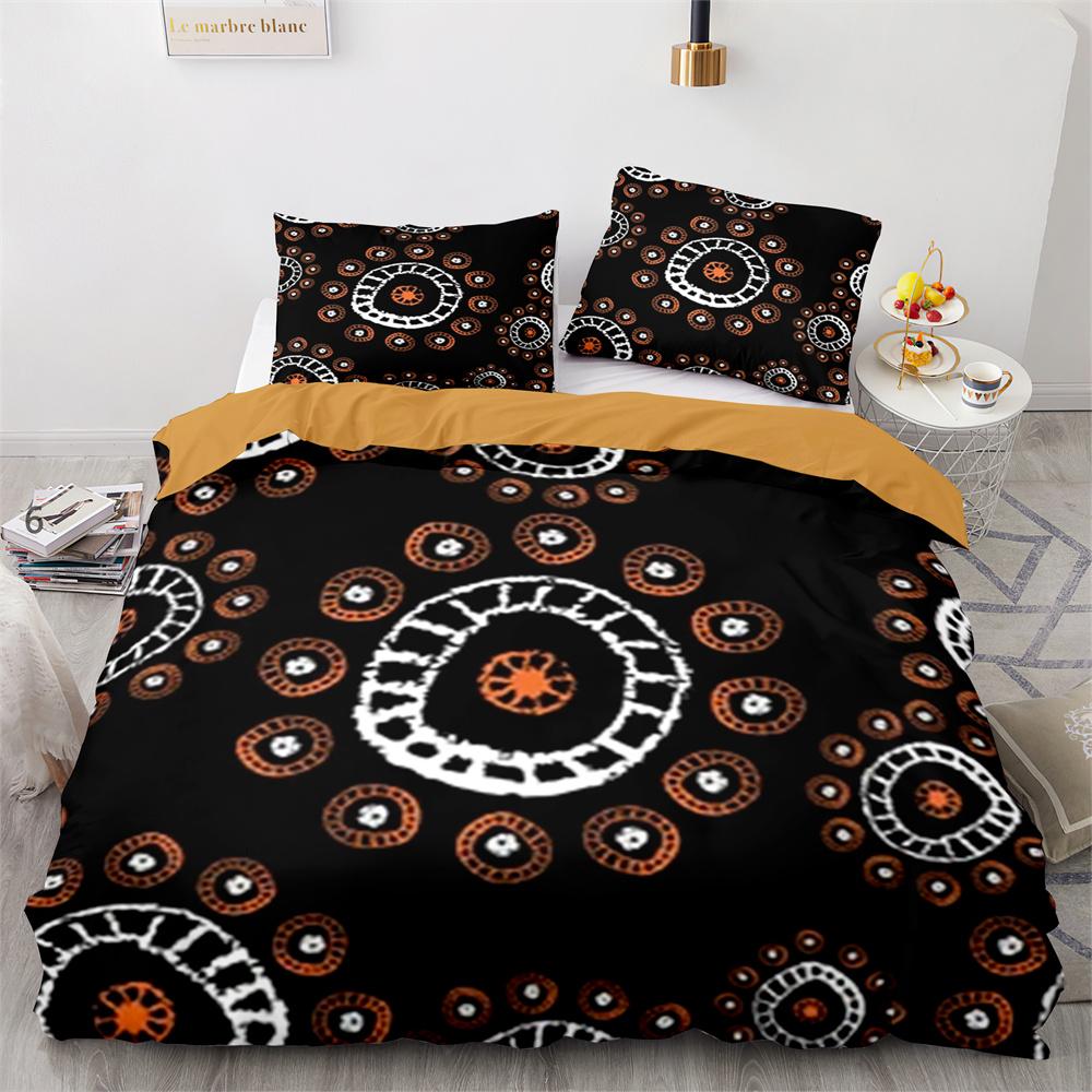 Tribal Duvet Cover Set Secret Tribe Pattern In Bohemian Style Decorative Polyester Bedding Set with Pillowcase King Queen Size