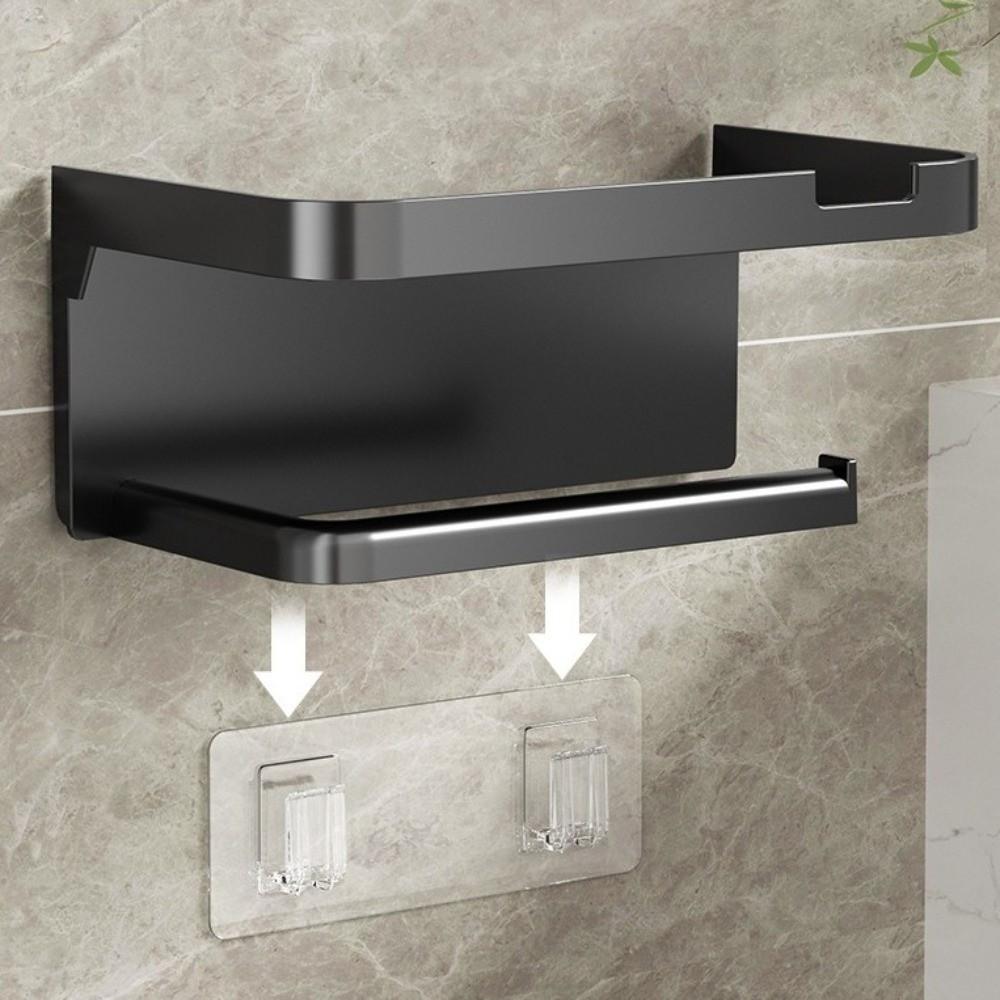 Space Saving Toilet Paper Holder Wall Mounted Storage Shelf Large Paper Roll Holder  Bathroom