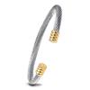 European & American 7MM Two-tone 18K Gold Woven Cable Chain Titanium Steel Bracelet for Women