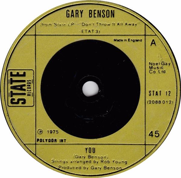 

7inch Record GARY BENSON - You STAT12 State Records 1976 UK Pop Used