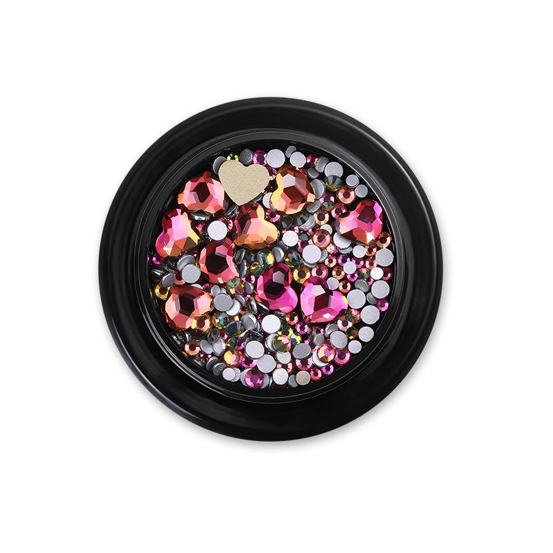 Nail Art Glass Diamond Acrylic Love Heart Flat Diamond Nail Jewelry Shiny Sticker Diamond