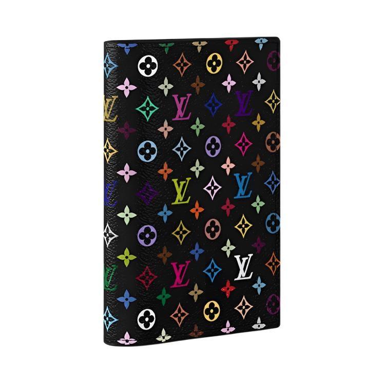 LOUIS VUITTON X Takashi Murakami Passport Cover Black Multicolored M13414