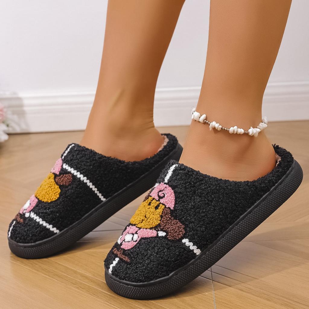 Fashion Cartoon Cute and Interesting Dachshund Dog Women Slippers Indoor Warm Comfort Lightweight Bedroom Concise Winter Cotton Shoes