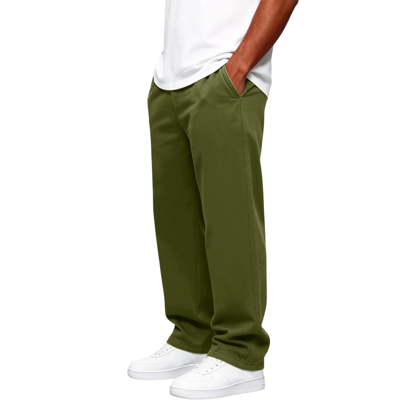 Men s Color Joggers with Elastic Waistband and Drawstring - Straight Leg L армия зеленый