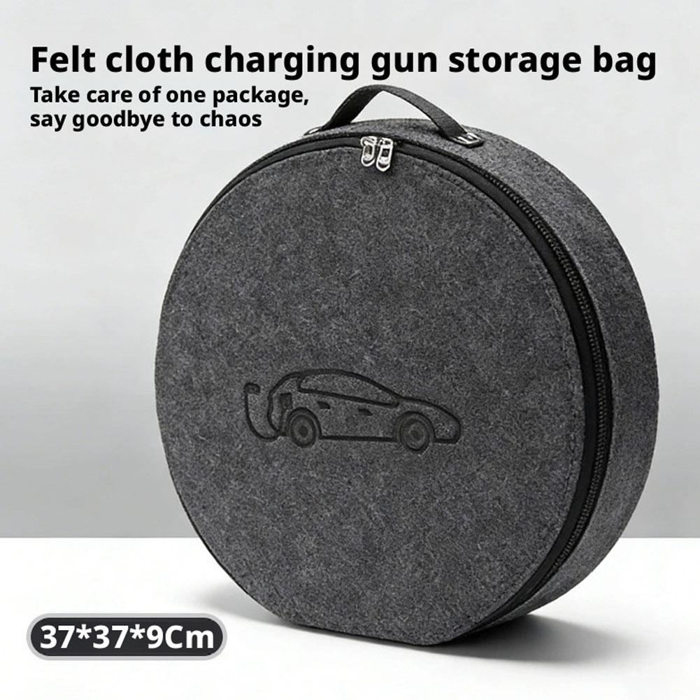 EV Charger Storage Case Felt Electric Vehicle Charging Cord Organizer Electric Vehicle Charging Cable Organizer Bag for Car