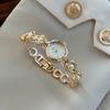 Elegant Round Watch for Women With Sparkling Translucent Stones New High-End Luxury Quartz Watches Gold Bracelet Wristwatches