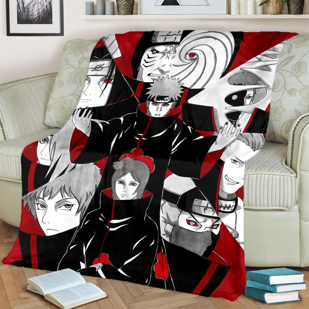 Anime-Naruto Print Blanket Warm Comfortable Flannel Blanket for Bedrooms, Sofas, Beds, Chairs, Picnics, Travel -LXR56