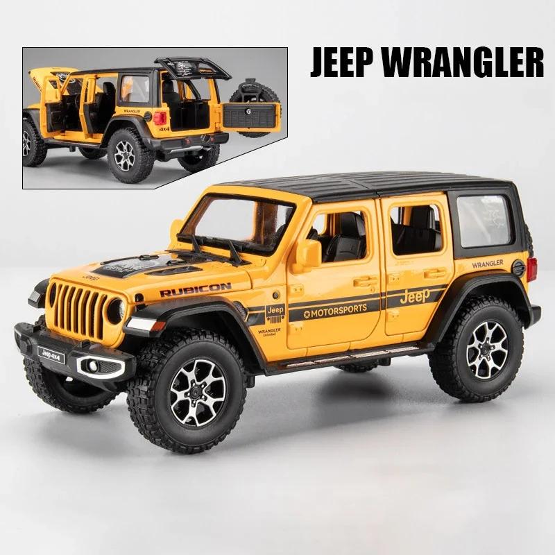 1/22 Jeeps Wrangler Rubicon Alloy Model Car Toy Diecasts Metal Casting Pull Back Sound and Light Car Toys for Children Vehicle