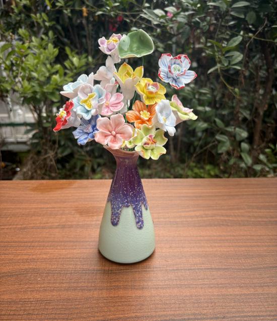 Handmade High-Temperature Ceramic Flower Bouquet Ornament