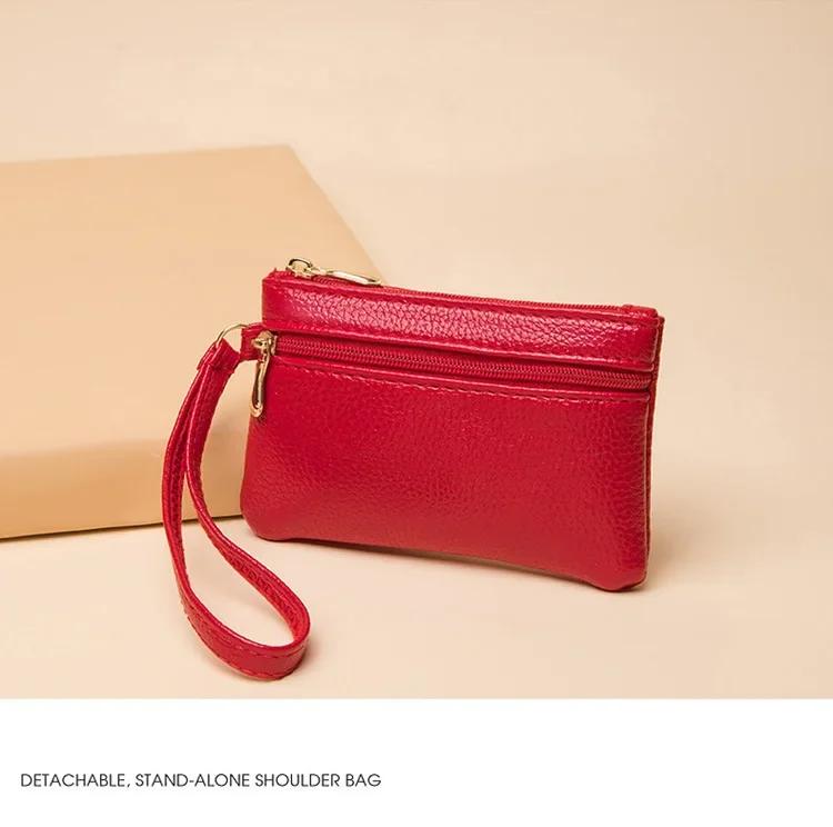 Double Zipper Coin Purse Women Wallet Large Capacity Multi Pocket Credit Card ID Holder Wallet Mini Storage Hand Bag