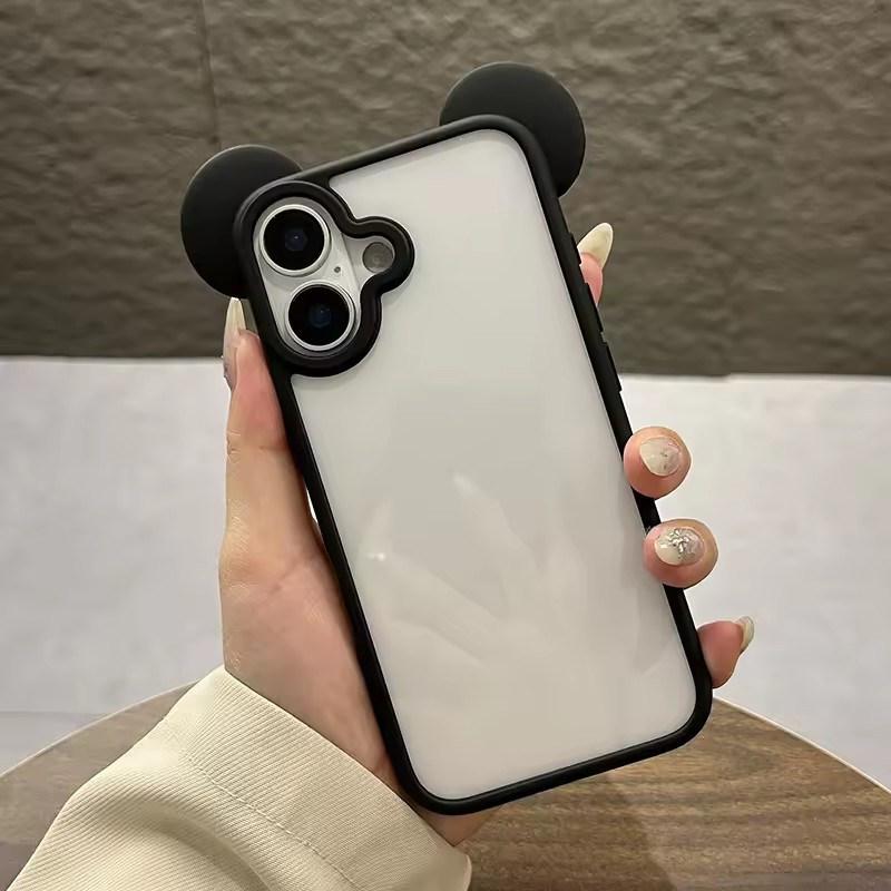 Cute 3D Animal Ears Acrylic Clear Phone Case For iPhone 17 Air 16 15 14 Plus 13 12 Pro Max Transparent Back Cover