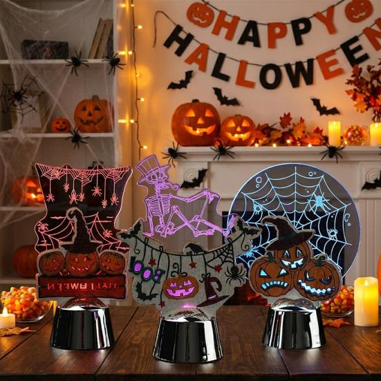 Halloween Pumpkin Night Light, Creative Jack O Lantern LED Lamp, Spooky Table Decor for Party Valentine Gift