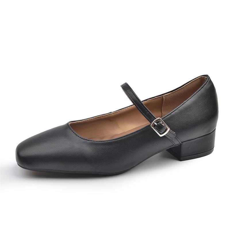 Mary Jane Enkelsko Sko med tykk hæl Elegant Klassisk Retro Firkantet tå Komfortabel Myk Lavt utsnitt Lav hæl Damesko