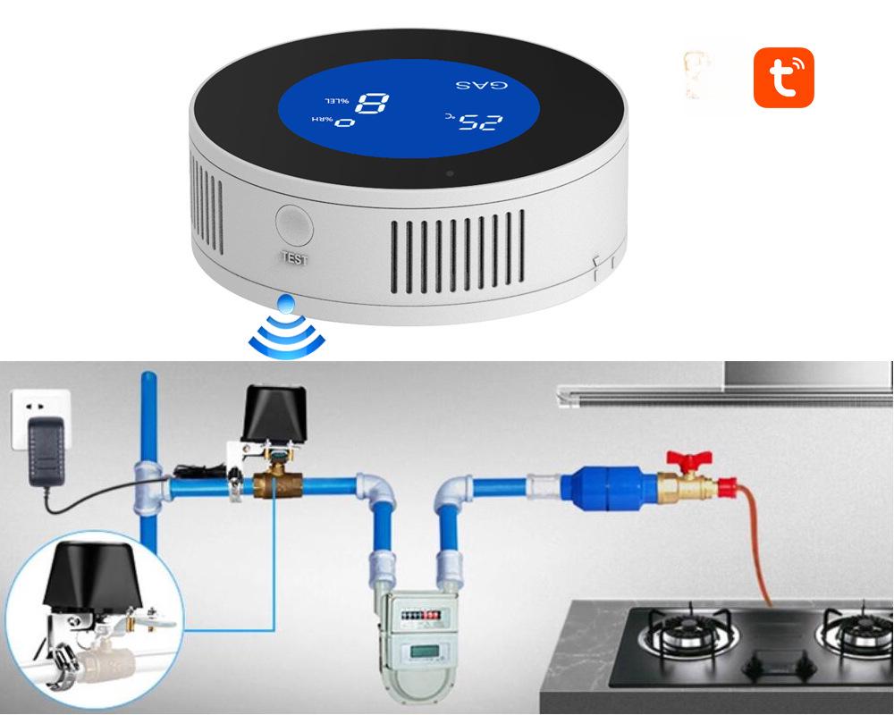 Tuya WiFi Kitchen Gas Leak Detector with Solenoid Valve