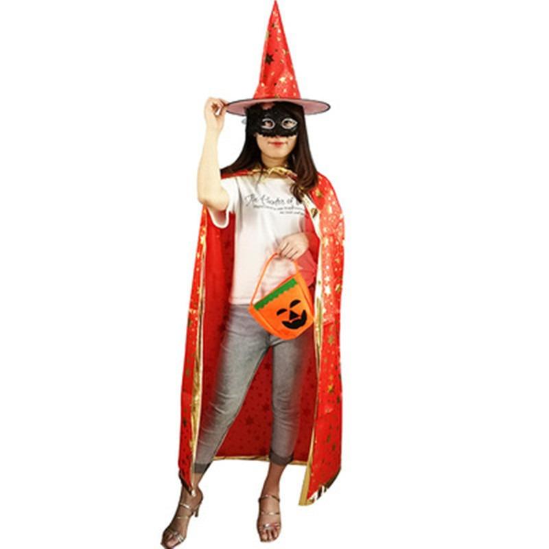 Halloween Cape, Children Adult Dance Dress Up Pentagram Cape Hat Set Cosplay Prop Cape