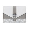 Greenwich Metal Logo Plaque Tri-Fold Coated Canvas Wallet Medium Women's Optical White