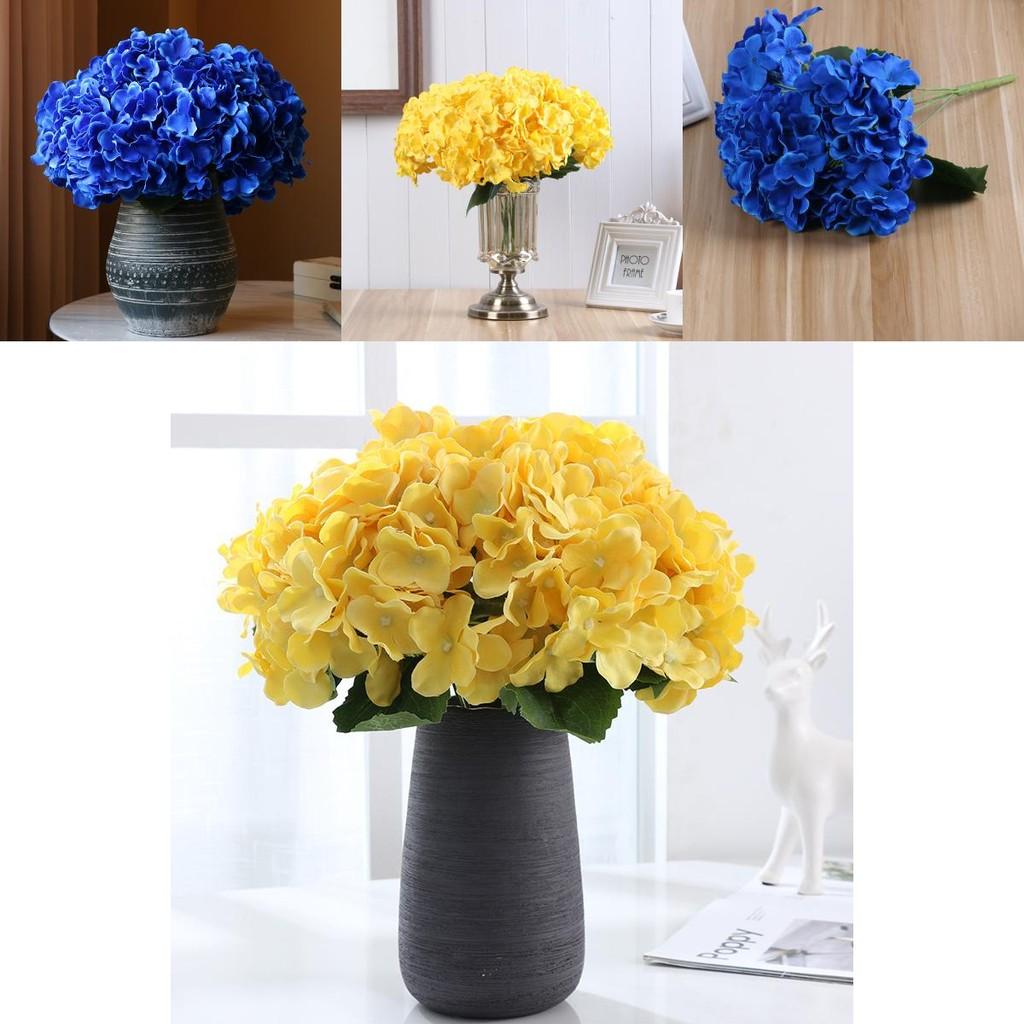 Exquisite 5 Heads Faux Silk Hydrangea Flowers Bouquet Ideal For Bridal Arrangements