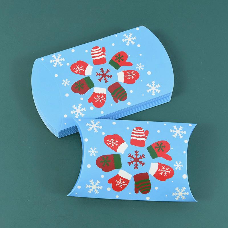 24/12pcs Christmas Pillow Shape Candy Box Merry Christmas Kraft Paper Gift Box Packging Kids Favors Happy New Year Navidad 2025